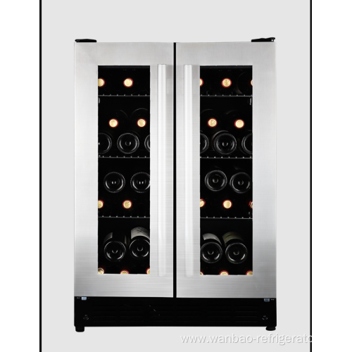 Fan cooling wine cooler with stainless door frame